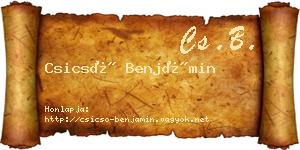 Csicsó Benjámin névjegykártya